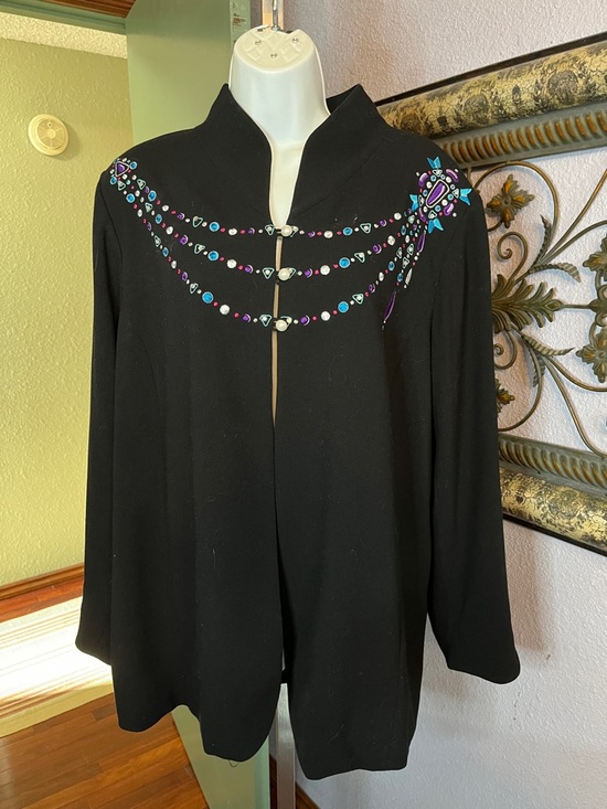 Bob Mackie Jackets & Blazers - VTG Black Beaded /Embroidery Open-Front Bob Mackie  Wearable Art Blazer Sz 1X